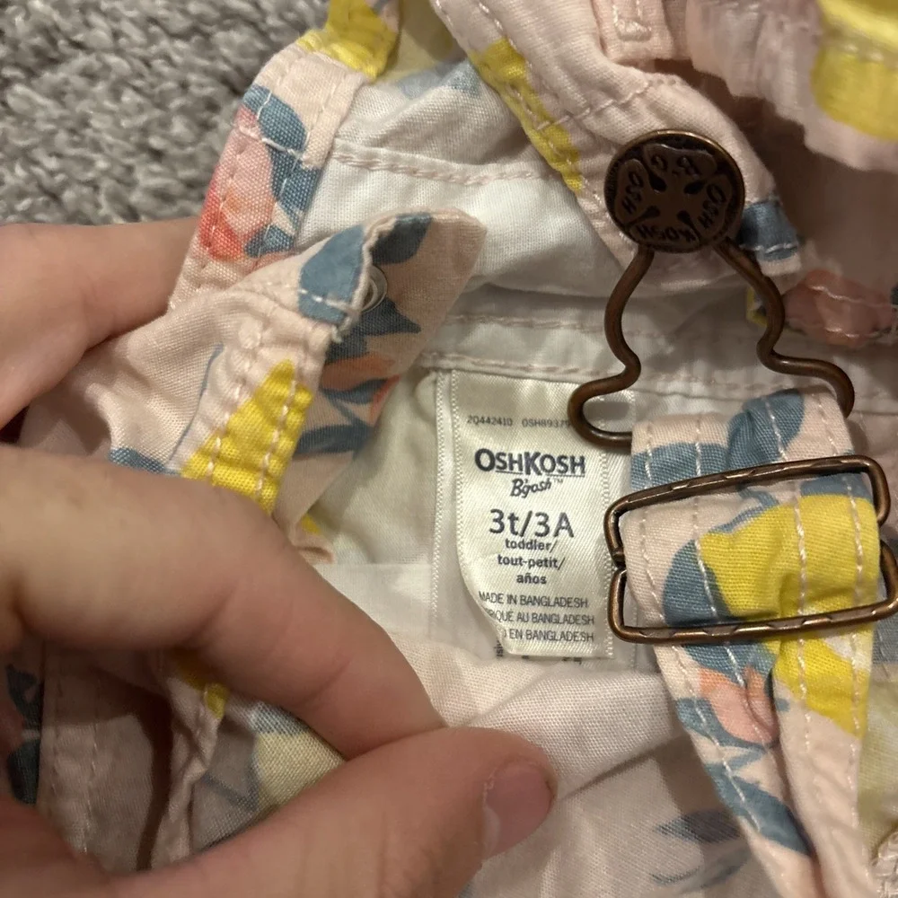 OshKosh Lemon Overalls Denim Shortalls Overalls Romper Toddler Girl 3T